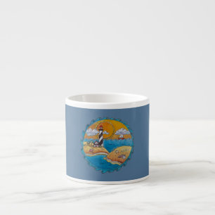 Whimsische Leuchtturm-Strandszene - Küsten-Folk-Ar Espressotasse