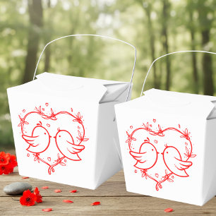 Whimsische Liebesvögel Boho Roter Herz Gartenhochz Geschenkschachtel