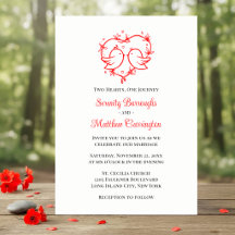 Whimsische Liebesvögel Boho Rotes Herz Hochzeit