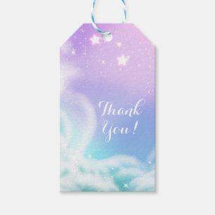 Whimsische lila rosa funkelnde Wolken Babyparty Geschenkanhänger