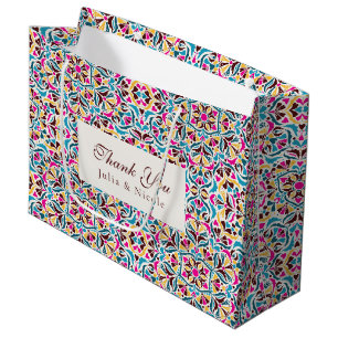 Whimsische Luxus-Elfenbein-Blumenstil-Rand-Hochzei Große Geschenktüte