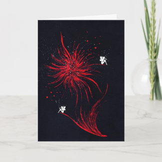 Whimsische magische Feen und feuriges rotes Abstra Karte
