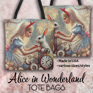 Whimsische Märchenkunst Alice und weißes Kaninchen