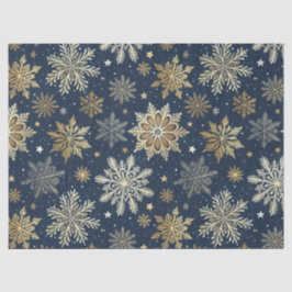 Whimsische moderne Marine-Gold-Schneeflocken-Decou Seidenpapier