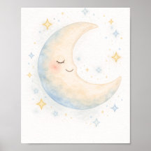 Whimsische Mond- und Sternkinderzimmer im Aquarell
