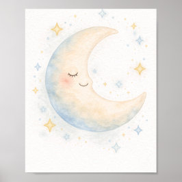 Whimsische Mond- und Sternkinderzimmer im Aquarell Poster
