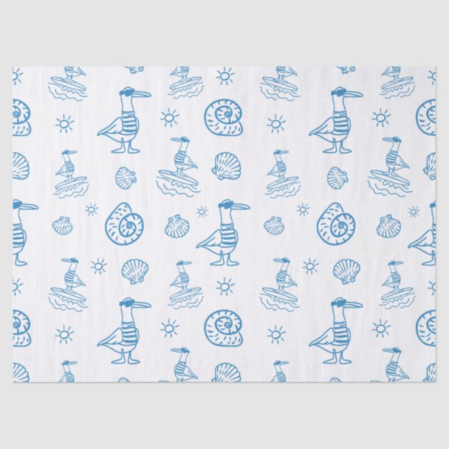 Whimsische Möwe Nautical Doodle Muster Seidenpapier (Vorderseite)