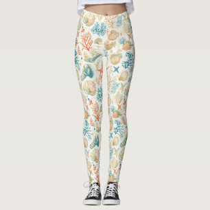 Whimsische Muscheln & Korallen mit sanften blauen Leggings