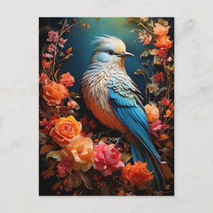 Whimsische Natur Blaue Vogel Postkarte