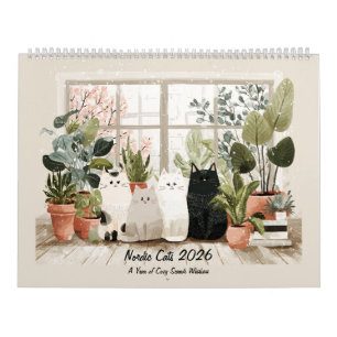 Whimsische nordische Katzen Skandinavisches gemü Kalender
