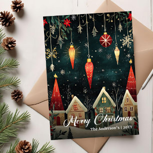 Whimsische nostalgische Weihnachtsszene-Karten-Vor Feiertagskarte