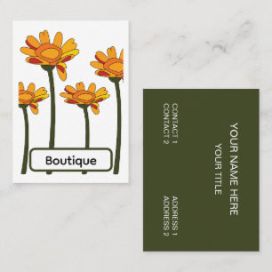 Whimsische Orange Rote Blume Florale Boutique Visitenkarte