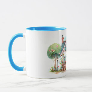 Whimsische Pastell-Fee-Märchenhaus-Kunst Tasse