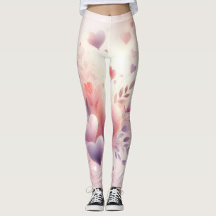 Whimsische Pastellherzen Romantische Blumenliebe Leggings