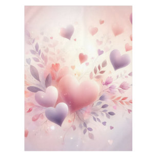 Whimsische Pastellherzen Romantische Blumenliebe Tischdecke