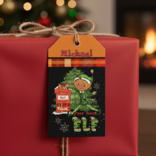 Whimsische personalisierte Elf Boy Scout Weihnacht Geschenkanhänger