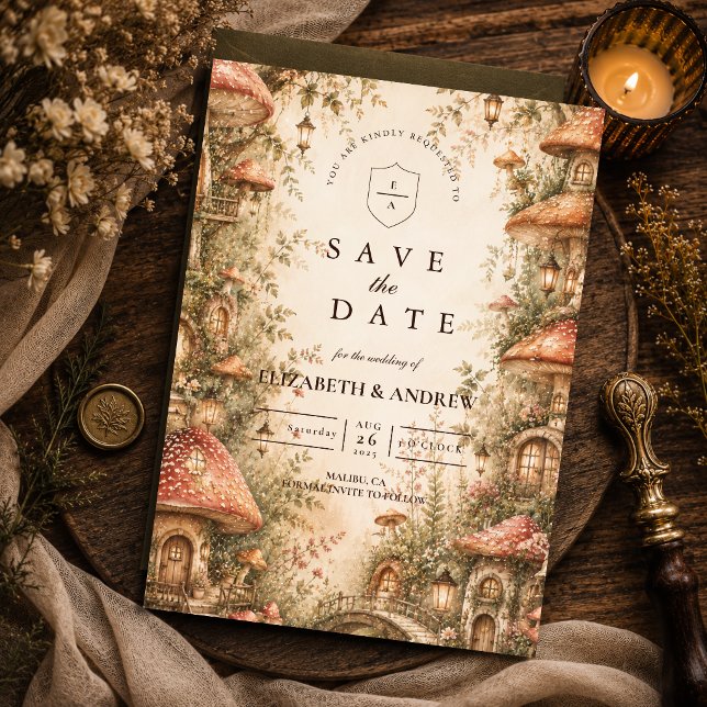 Whimsische Pilzwaldhochzeit Save The Date (Von Creator hochgeladen)