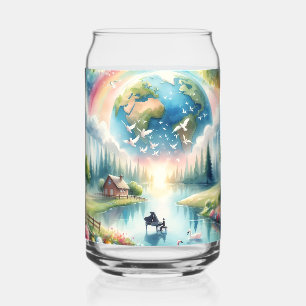 Whimsische Regenbogen-Erde Fantasy-Szene Dosenglas