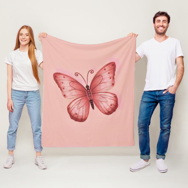   Whimsische rosa Fliege  Fleecedecke (Beispiel)