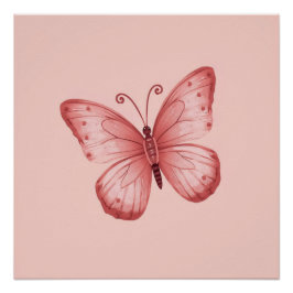 Whimsische rosa Fliege Poster