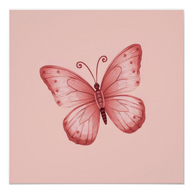   Whimsische rosa Fliege  Poster (Vorderseite)