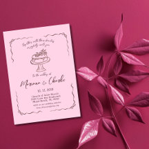 Whimsische rosa handgezeichnete Illustrationshochz