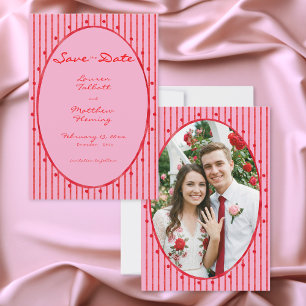 Whimsische rote pinke Wasserfarbe-Streifen-Foto-Ho Save The Date