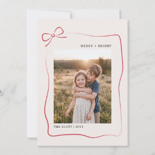 Whimsische rote Schleife Familienfoto Weihnachten