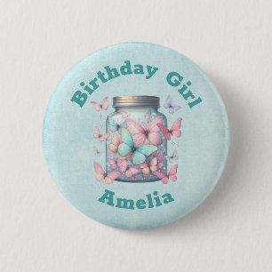Whimsische Schmetterlinge in einem Glas Geburtstag Button