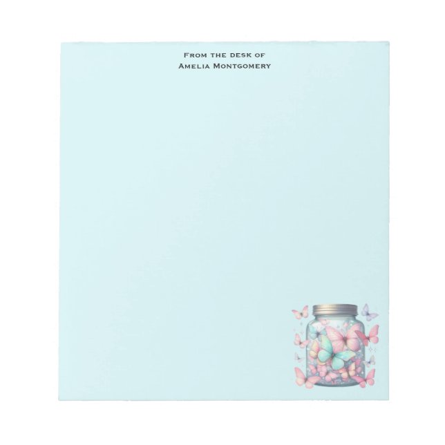 Whimsische Schmetterlinge in einem Glas Notizblock (Vorderseite)