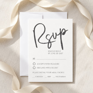 Whimsische Schrift Nothing Fancy Hochzeits-Antwort RSVP Karte