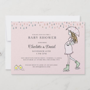 Whimsische schwangere Mutter Rosa Babyparty Einladung