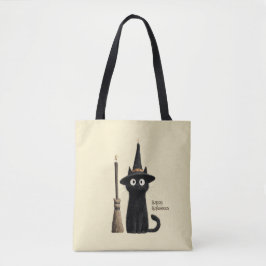 Whimsische schwarze Katze Frohes Halloween