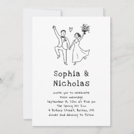 Whimsische skurrile Hochzeit | Handgezeichnete Doo Einladung