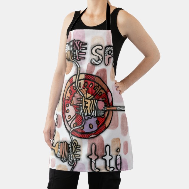Whimsische Spaghetti-Pasta-Lebensmittel-Kunst Abst Schürze (InSitu)