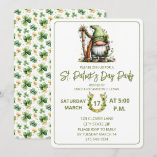 Whimsische St. Patrick's Day Gnom-Einladung Einladung