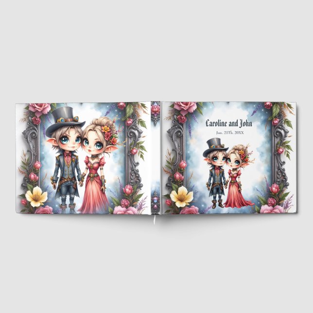 Whimsische Steampunk-Elfen-Hochzeit Gästebuch (Voll)