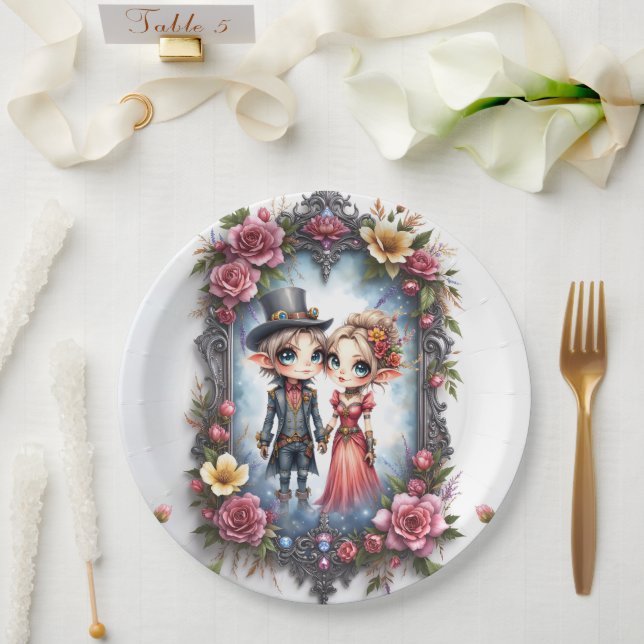 Whimsische Steampunk-Elfen-Hochzeit  Pappteller (Hochzeit)