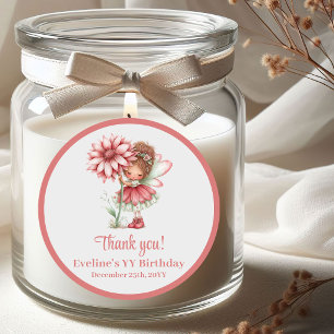 Whimsische süße Feen-Rot Floral Mädchen-Geburtstag Runder Aufkleber