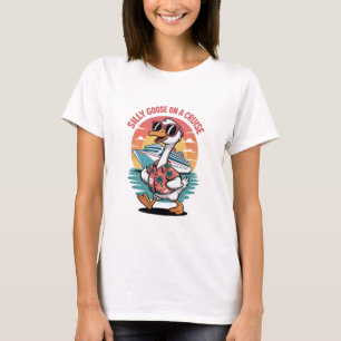 Whimsische Verrückte Gans Auf Einem Kreuzfahrt-Mat T-Shirt