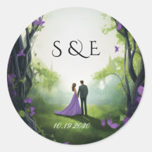 Whimsische verzauberte Gartenhochzeitsaufkleber