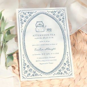 Whimsische Vintage-Teeparty-Braut-Einladung Einladung
