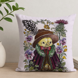 Whimsische Vogel- und Wildblumen-Aquarell-Kunst Kissen