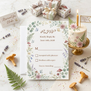 Whimsische Waldfee Aquarell 5. Geburtstag RSVP Karte
