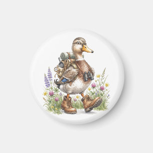 Whimsische Wandenten-illustration mit Rucksack Magnet