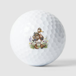 Whimsische Wandervogel-Illustration mit Rucksack Golfball