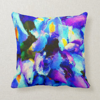 Whimsische Wasserfarbe Lila Iris Kissen