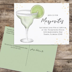 Whimsische Wasserfarbe Margarita Limette Kalligraf Postkarte