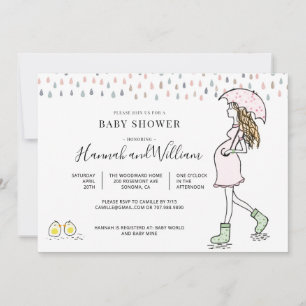 Whimsische Wasserfarbe Regenwetter-Baby-Party Einladung