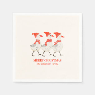Whimsische Weihnachtsenten Benutzerdefinierte Weih Serviette